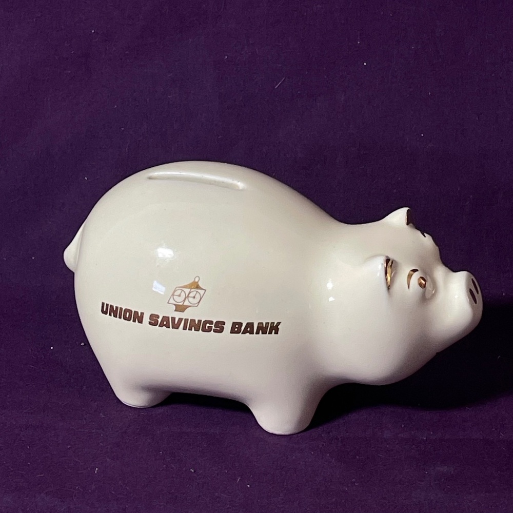 Ceramic Piggy Bank "Union Savings Bank" VINTAGE